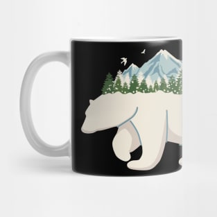 Polar bear mountain tree snow Mug